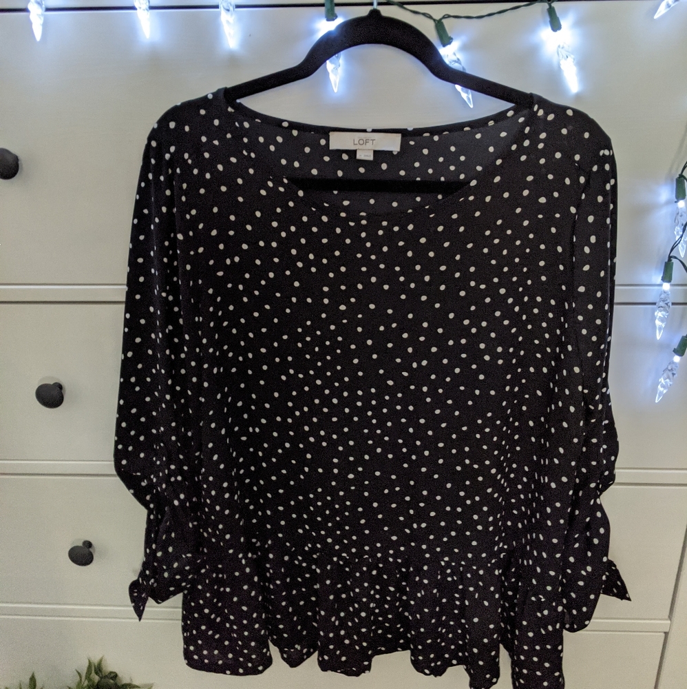 Loft Polk a dot peplum blouse size medium